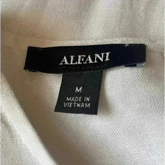 ALFANI white boxy linen rayon blend long sleeve top size medium - Picture 10 of 11
